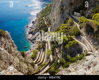 Capri, Via Krupp aus Gärten des Augustus. Es verbindet die Gärten des Augustus mit Marina Piccola. Stockfoto