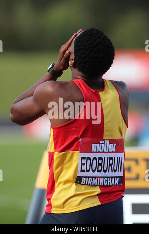 Birmingham, Großbritannien. 24 Aug, 2019. Ojie Edoburun gewinnt 100 der Mens m während der Muller britischen AthleticsChampionships im Alexander Stadium, Birmingham, England am 24. August 2019. Foto von Jodi Hanagan. Nur die redaktionelle Nutzung, eine Lizenz für die gewerbliche Nutzung erforderlich. Keine Verwendung in Wetten, Spiele oder einer einzelnen Verein/Liga/player Publikationen. Credit: UK Sport Pics Ltd/Alamy leben Nachrichten Stockfoto