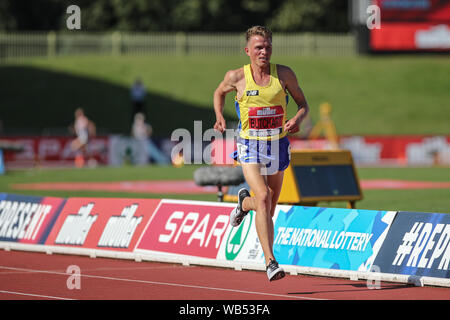 Birmingham, Großbritannien. 24 Aug, 2019. Andrew Butchart gewinnt der Männer 5000 m während der Muller britischen Leichtathletik WM im Alexander Stadium, Birmingham, England am 24. August 2019. Foto von Jodi Hanagan. Nur die redaktionelle Nutzung, eine Lizenz für die gewerbliche Nutzung erforderlich. Keine Verwendung in Wetten, Spiele oder einer einzelnen Verein/Liga/player Publikationen. Credit: UK Sport Pics Ltd/Alamy leben Nachrichten Stockfoto