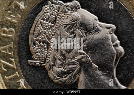 Nahaufnahme einer britischen Pfund Münze Sterling Stockfoto
