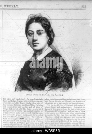 Emma, Gefährtin von Kamehameha IV., König von den hawaiianischen Inseln, 1836-1885 Abstract / Medium: 1 Print: holzstich. Stockfoto