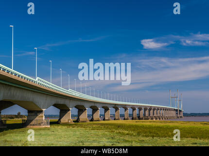 Die zweite Severn Kreuzung oder Prinz von Wales Brücke, wie sie heute genannt werden, von der Waliser Seite. Stockfoto