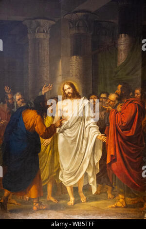 Das Bild des auferstandenen Jesus Christus mit der Apostel Thomas und die anderen Apostel von Sebastiano Santi in "Chiesa dei Santi Apostoli" Kirche. Stockfoto