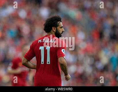 23. August 2019, Liverpool, Liverpool, England; Premier League Fußball, Liverpool gegen Arsenal; Mohamed Salah (11) von Liverpool Credit: Conor Molloy/News Bilder Premier League/EFL Fußball Bilder unterliegen DataCo Lizenz Stockfoto