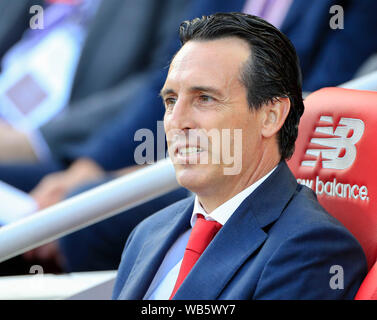 23. August 2019, Liverpool, Liverpool, England; Premier League Fußball, Liverpool gegen Arsenal, Arsenal manager Unai Emery Credit: Conor Molloy/News Bilder Premier League/EFL Fußball Bilder unterliegen DataCo Lizenz Stockfoto