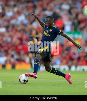 23. August 2019, Liverpool, Liverpool, England; Premier League Fußball, Liverpool gegen Arsenal; Nicolas Pepe (19) von Arsenal Credit: Conor Molloy/News Bilder Premier League/EFL Fußball Bilder unterliegen DataCo Lizenz Stockfoto