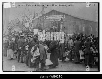 Austausch von französisch-englischen Gefangenen, Singen, Schweiz. Abstract / Medium: 1 Negativ: Glas; 5 x 7 in. oder kleiner. Stockfoto
