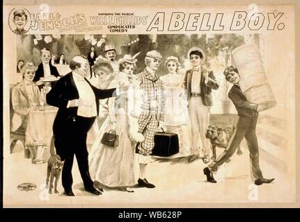 Earl & Jensch lustiger banterers Übergabe der Öffentlichkeit, wird F. Phillips' komplizierte Komödie, Bell Boy Stockfoto