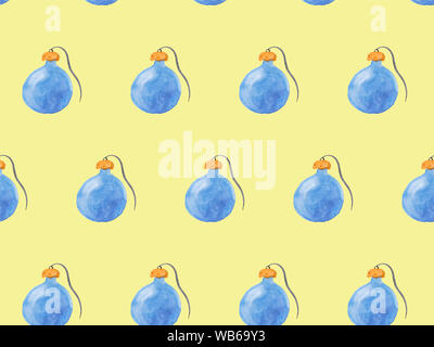 Nahtlose aquarell Muster mit Blue Christmas Ornamente. Neues Jahr festliche Hintergrund. Vorlage für Stoff oder Verpackung Papier drucken. Hand illust gezeichnet Stockfoto