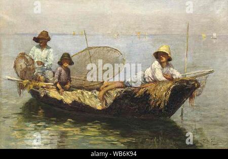 Edmond-Jean de Pury - Les Pêcheurs sur le Lac. Stockfoto