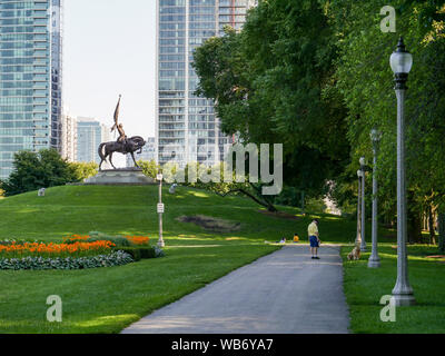 South Grant Park und General John Logan Skulptur. Stockfoto