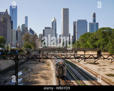 South Shore Line zug Millennium Station, Chicago, Illinois. Endziel, South Bend, Indiana. Stockfoto