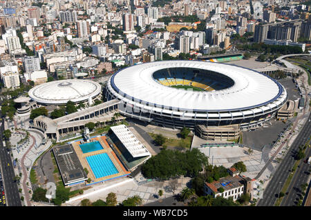 Rio de Janeiro, 12. August 2014. Luftbild des Maracanã-Stadion im Norden der Stadt von Rio de Janeiro, Brasilien Stockfoto