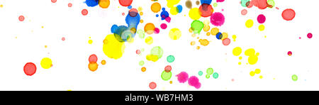 Bunte Farbtupfer in abstrakter Form, Malerei Hintergrund, Banner und Header Stockfoto