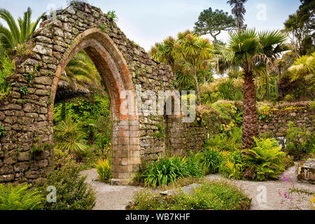 Großbritannien, England, Scilly Inseln, Tresco Abbey Gardens, geschützten Garten innerhalb der Alten Abtei Bögen Ruine Stockfoto