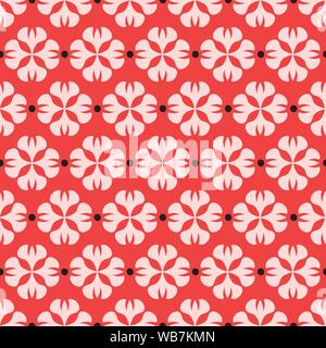 Abstrakte geometrische floral nahtlose Muster. Eine stilisierte florale Vektor wiederholen Design Hintergrund in Pink, Rot und Schwarz. Stock Vektor