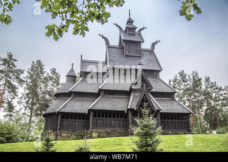 Die Stabkirche in Oslo Folkemuseum in Norwegen Stockfoto