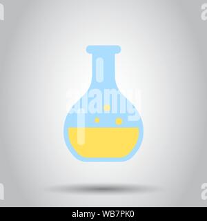 Chemie Becher zeichen Symbol im flachen Stil. Kolben Reagenzglas Vector Illustration auf isolierte Hintergrund. Alchemy Business Konzept. Stock Vektor