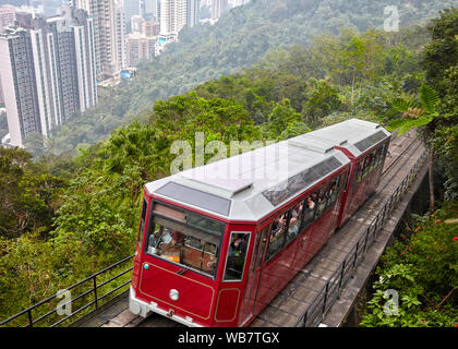 Die Peak Tram von Victoria Peak. Hongkong, China. Stockfoto