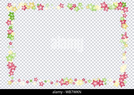 Sprühregen mit Körnern von Desserts. Abstrakte Muster mit scharfen Sterne, Mond, Kreise auf einen transparenten Hintergrund. Design für Urlaub Designs, Party, Bir Stock Vektor