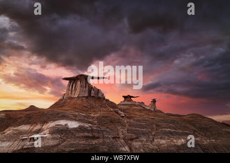 Stein Flügel, bizarre Felsformationen in Bisti Badlands, New Mexico, USA Stockfoto