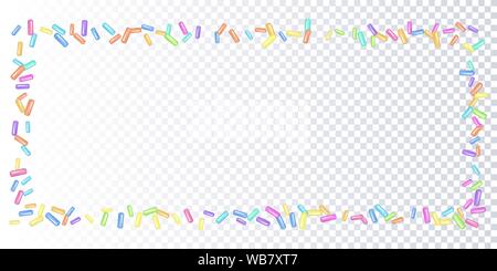 Sprühregen mit Körnern von Desserts. Abstrakte Muster mit scharfen Sterne, Mond, Kreise auf einen transparenten Hintergrund. Design für Urlaub Designs, Party, Bir Stock Vektor