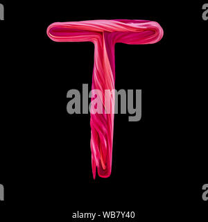Alphabet candy twisted Stil kunst und Abbildung Buchstaben T 3D-Rendering Stockfoto