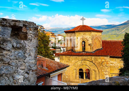 Am Abend Blick auf die Kirche von St. Sophia, Ohrid, Mazedonien Stockfoto