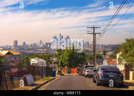 Skyline von Los Angeles gesehen von der Lincoln Heights Stockfoto