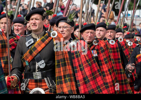 Lonach Sammeln, Schottland - May 24, 2019 - März der Highlanders im lonach Treffen in Schottland. Stockfoto