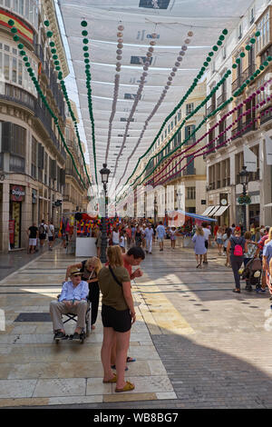 Calle Larios. Messe von Málaga 2019. Andalusien, Spanien. Stockfoto