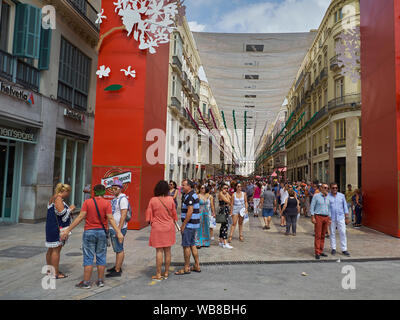 Calle Larios. Messe von Málaga 2019. Andalusien, Spanien. Stockfoto
