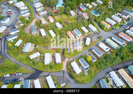 Caravan Park Luftaufnahme traveller Ferienwohnungen am Standort in der Nähe von Cloch Wemyss Bay Stockfoto