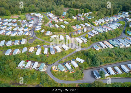 Caravan Park Luftaufnahme traveller Ferienwohnungen am Standort in der Nähe von Cloch Wemyss Bay Stockfoto