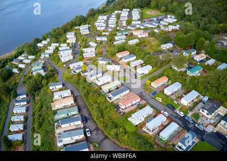 Caravan Park Luftaufnahme traveller Ferienwohnungen am Standort in der Nähe von Cloch Wemyss Bay Stockfoto