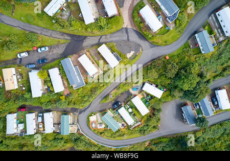 Caravan Park Luftaufnahme traveller Ferienwohnungen am Standort in der Nähe von Cloch Wemyss Bay Stockfoto