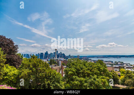 Ein Blick auf Seattle vom Kerry Park auf Queen Anne Hill Stockfoto