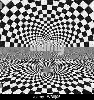 Abstrakte schwarz-weiß karierten Hintergrund mit Perspektive. Stockfoto