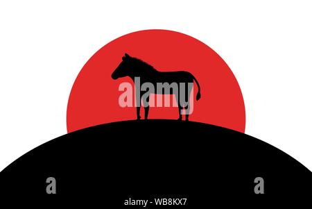 Symbol Zebra, Afrikanische Tier, silhouette Kunst Bild, Vector Illustration auf weißem Hintergrund Stock Vektor