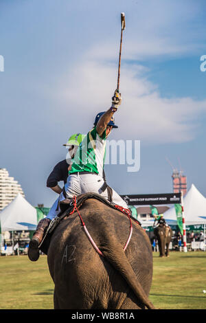 Polo Elefanten Veranstaltung in Bangkok Riverside, Thailand Stockfoto