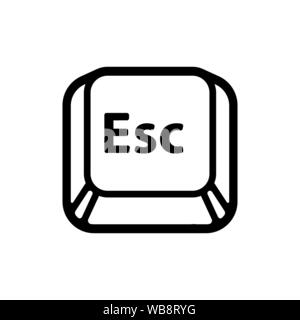 Esc (Escape) Taste Symbol. Tastatur Taste Symbol, schwarze und weiße Umrisse zeichnen. Isolierte Vector Illustration. Stock Vektor