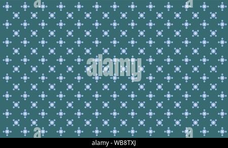 Minimale pastell-blaue Retro dot Blumenmuster nahtlose Hintergrund - Modern asiatische Muster Hintergrundbild geometrische Struktur Abbildung vect Stock Vektor