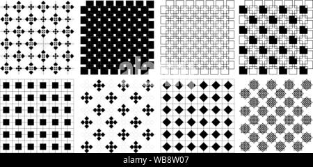 Nahtlose Vintage Retro square regtangle Muster illustration Vektor einrichten - Geomatric grafische Muster Hintergrund - Schwarze und Weiße Ton Stock Vektor