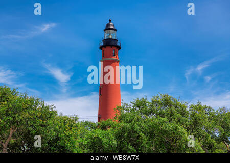 Ponce De Leon Inlet Leuchtturm, in der Nähe von Port Orange, Daytona Beach, Florida. Stockfoto