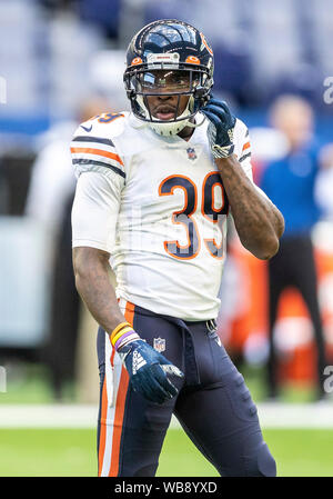 24. August 2019: Chicago Bears Sicherheit Eddie Jackson (39) Während der NFL Football preseason Spiel zwischen den Chicago Bears und die Indianapolis Colts im Lucas Oil Stadium in Indianapolis, Indiana. Chicago besiegt Indianapolis 27-17. Johann Mersits/CSM. Stockfoto