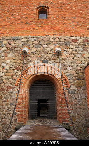 Tor der Burg Trakai. Litauen Stockfoto