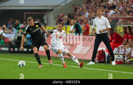Köln, Deutschland, 23.08.2019, Bundesliga Spieltag 2, 1. FC Koeln vs Borussia Dortmund: Lukasz Piszczek (Dortmund, L) und Dominick Drexler (Koeln) mit Stockfoto
