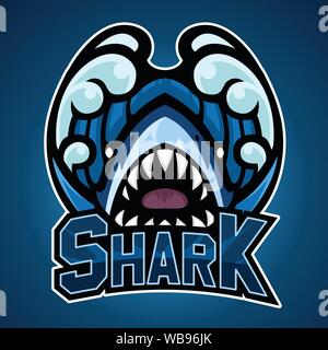 Shark, Maskottchen logo, Vector Illustration. Stock Vektor