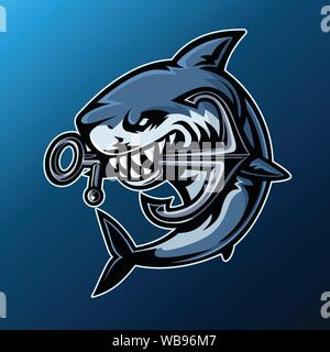 Shark, Maskottchen logo, Vector Illustration. Stock Vektor