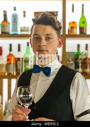 Barkeeper in Dom bar in Minsk, Belarus. Stockfoto